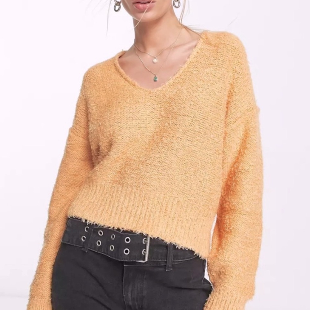 Free People Theo V-Neck Dropped-Shoulder Winter Sweater Size Medium